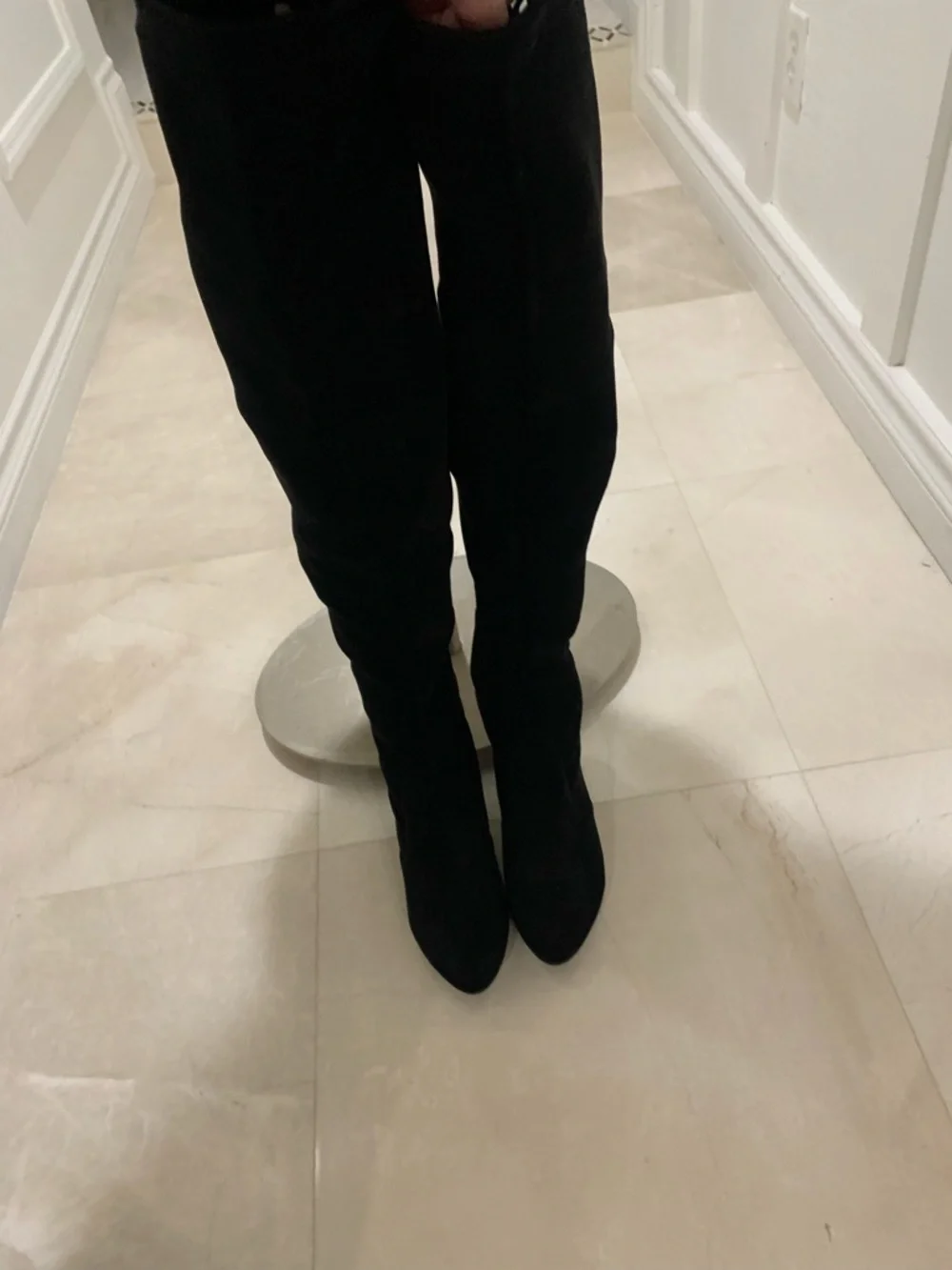 Stuart Weitzman Highland Stretch-Black Suede Over-the-Knee Boot Size 40